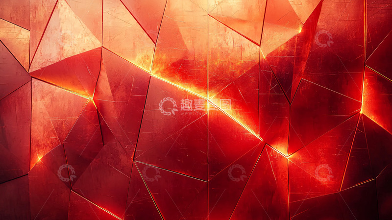 高清大图下载【趣麦麦图】红色几何多面体背景