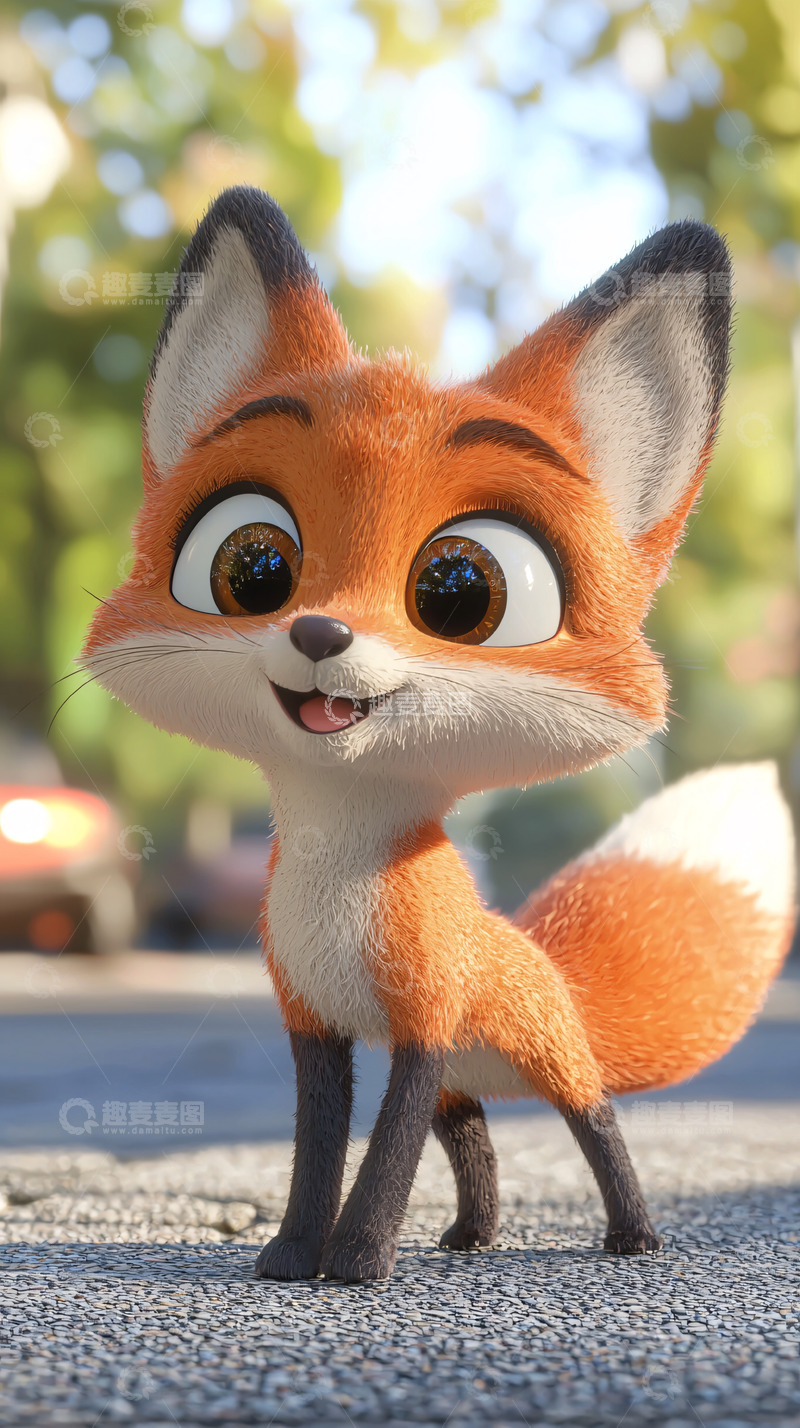 高清大图下载【趣麦麦图】呆萌卡通小狐狸