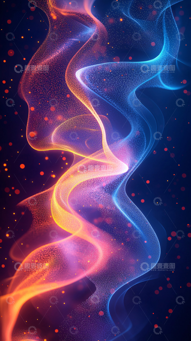 高清大图下载【趣麦麦图】抽象渐变流动粒子光效