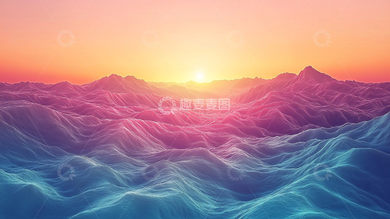 高清大图下载【趣麦麦图】梦幻般的彩色山脉日落