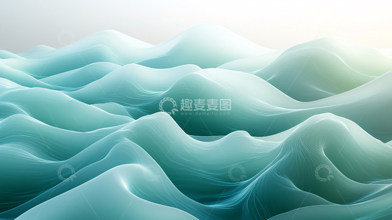 高清大图下载【趣麦麦图】轻柔碧绿的抽象波浪