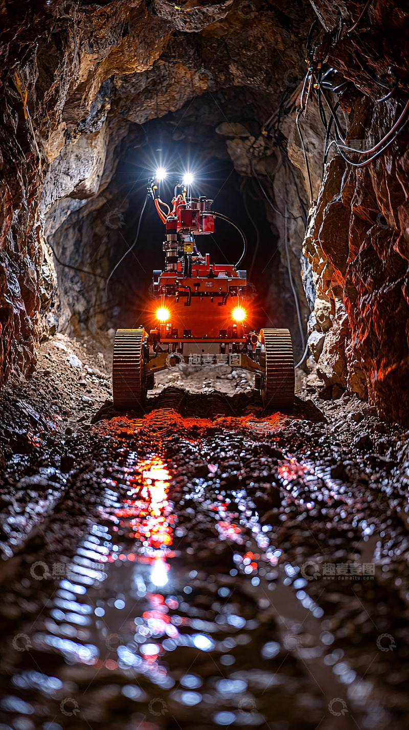 高清大图下载【趣麦麦图】矿井机器人隧道作业