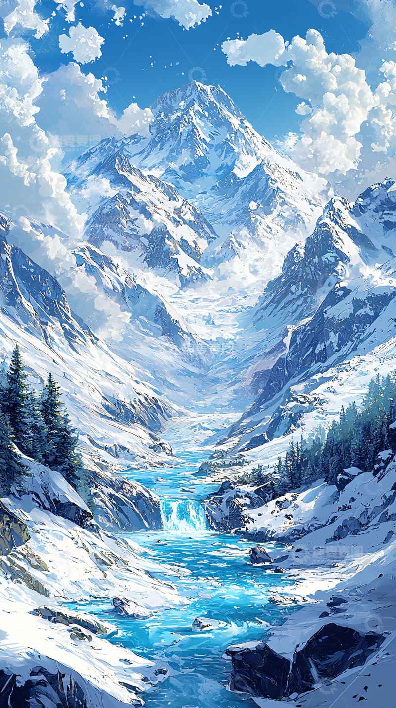 高清大图下载【趣麦麦图】雪山峡谷的壮丽景色