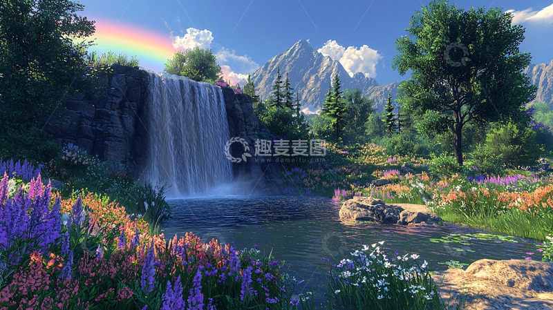 高清大图下载【趣麦麦图】彩虹瀑布