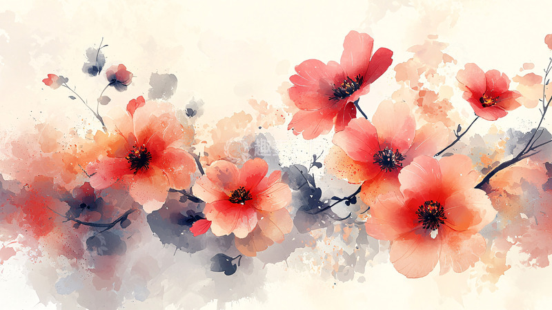 高清大图下载【趣麦麦图】水彩花卉背景图