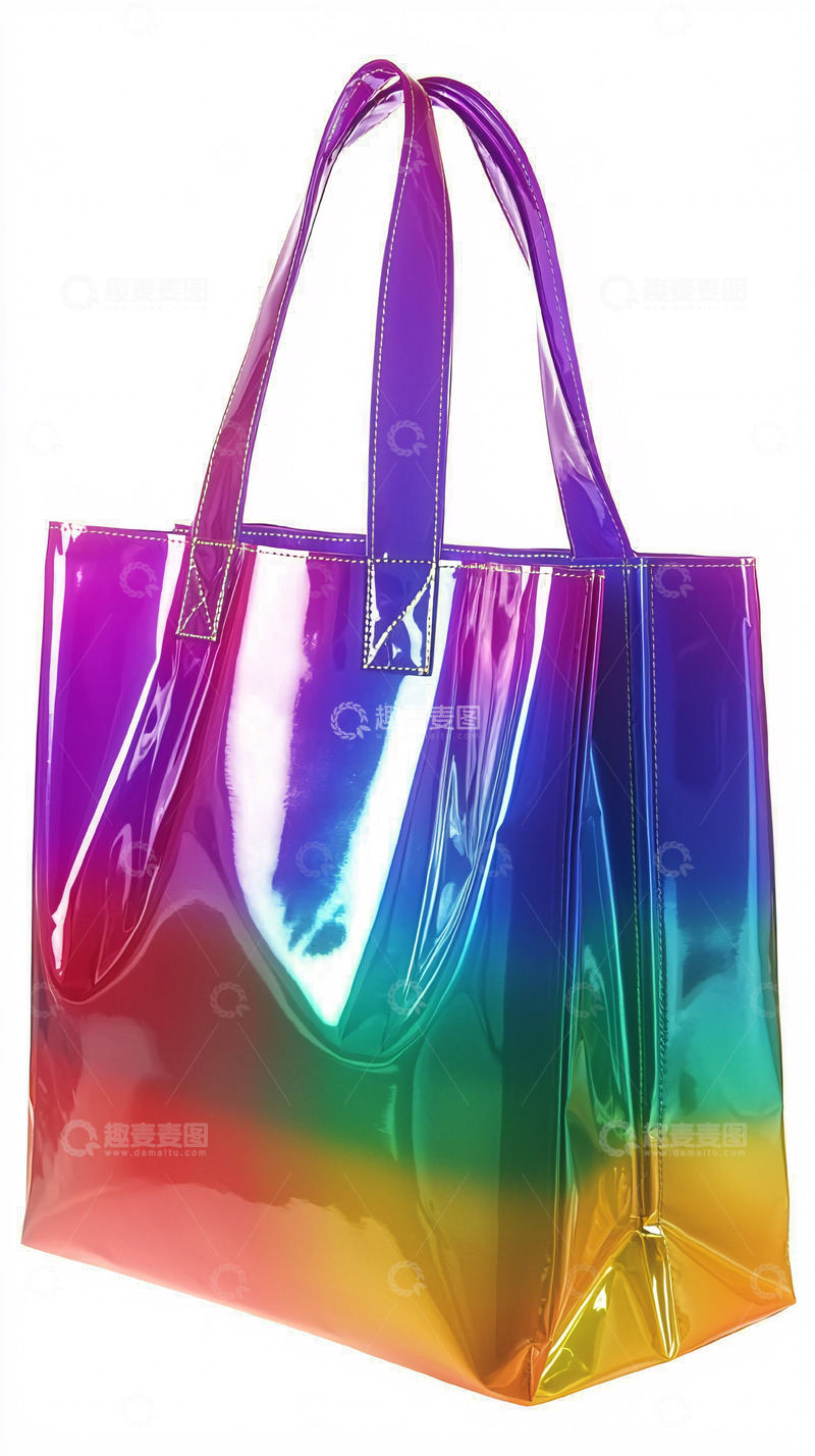 高清大图下载【趣麦麦图】彩虹渐变透明手提袋