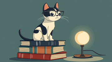 戴眼镜的猫看书