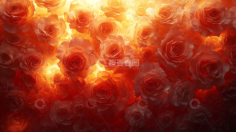 高清大图下载【趣麦麦图】燃烧的玫瑰花海