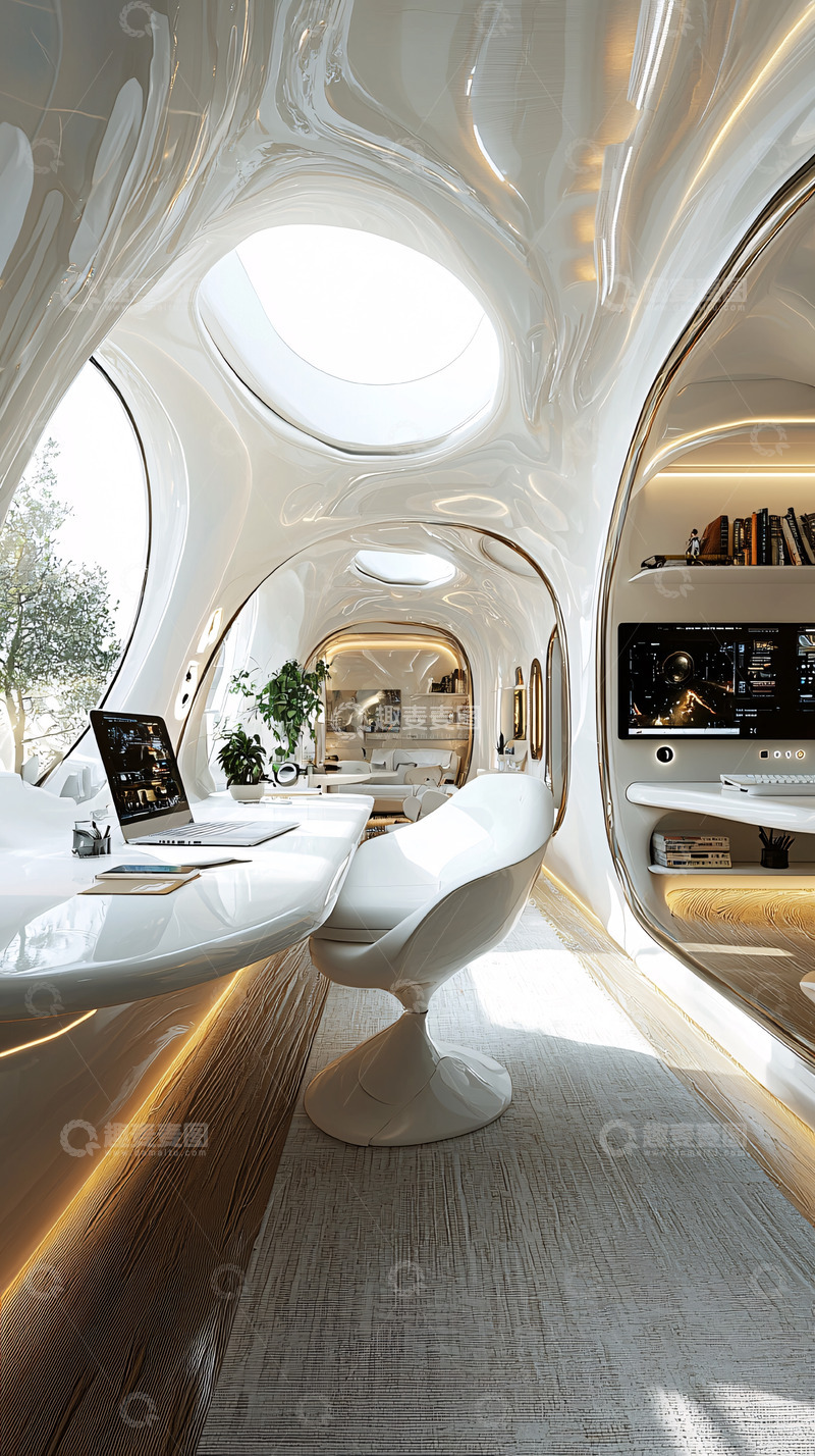 高清大图下载【趣麦麦图】未来感极简主义办公空间