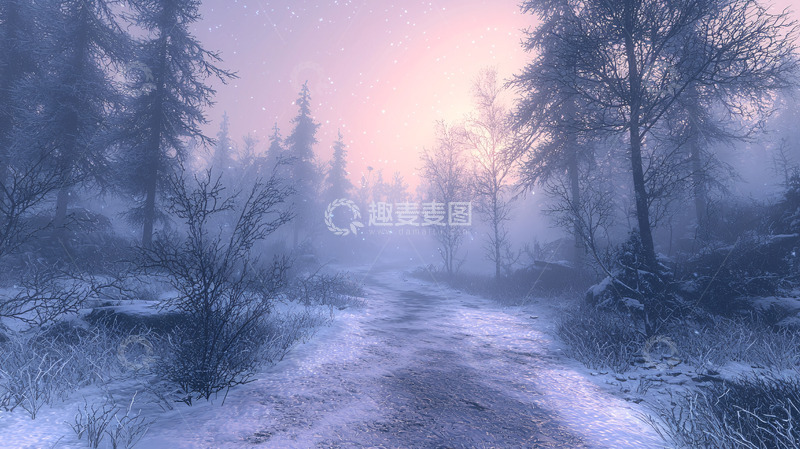 高清大图下载【趣麦麦图】雾凇森林小路