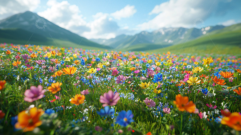 高清大图下载【趣麦麦图】高山花海