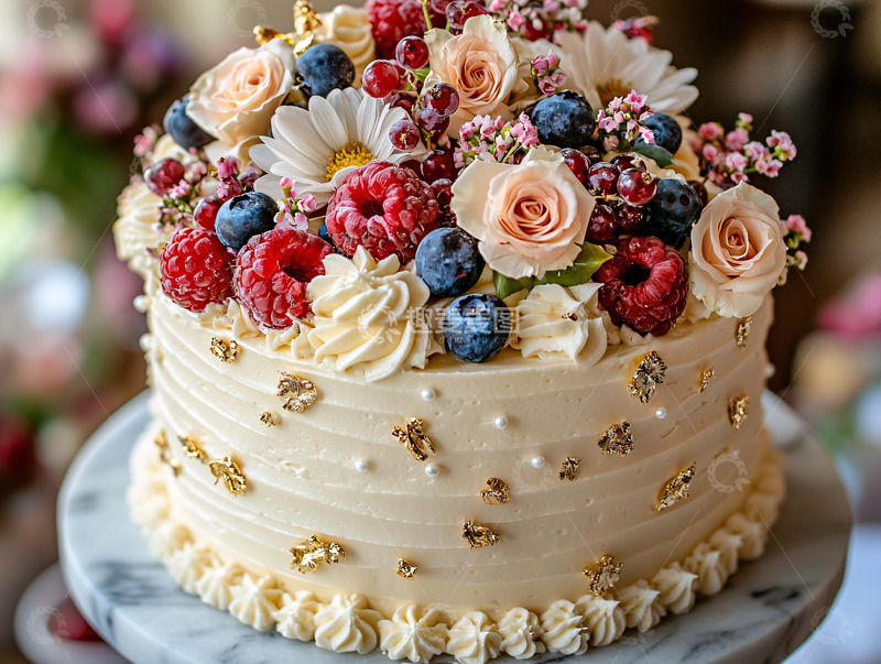 高清大图下载【趣麦麦图】奶油鲜花水果蛋糕