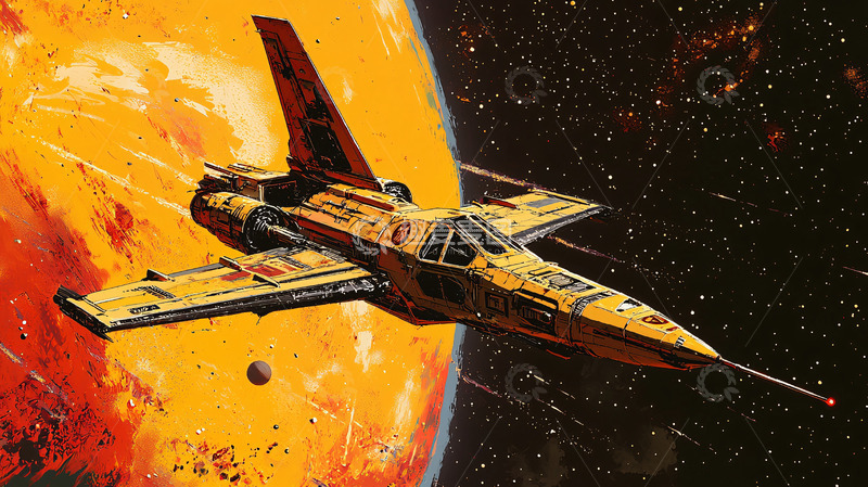 高清大图下载【趣麦麦图】黄色宇宙飞船