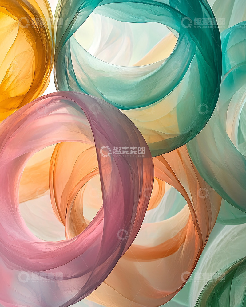 高清大图下载【趣麦麦图】彩色透明圆形丝绸