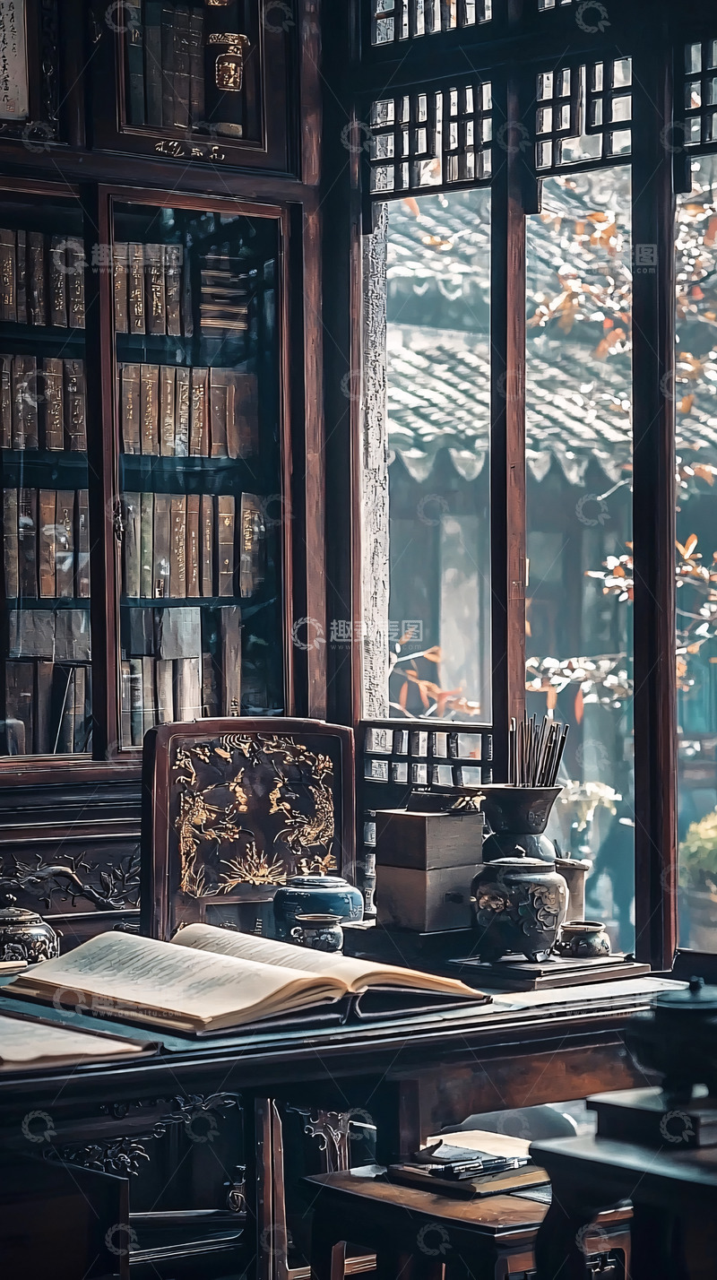 高清大图下载【趣麦麦图】古色古香的书房
