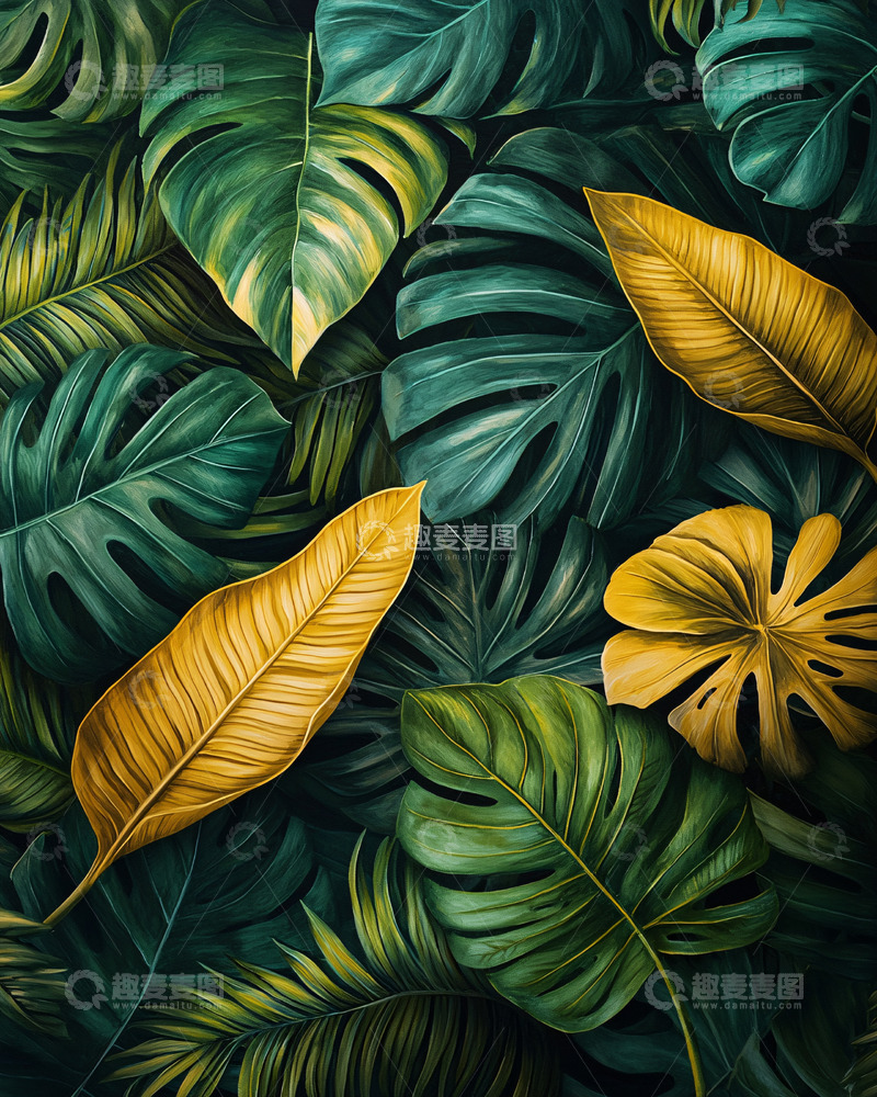 高清大图下载【趣麦麦图】热带植物叶子背景图