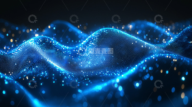 高清大图下载【趣麦麦图】蓝色光点波浪背景