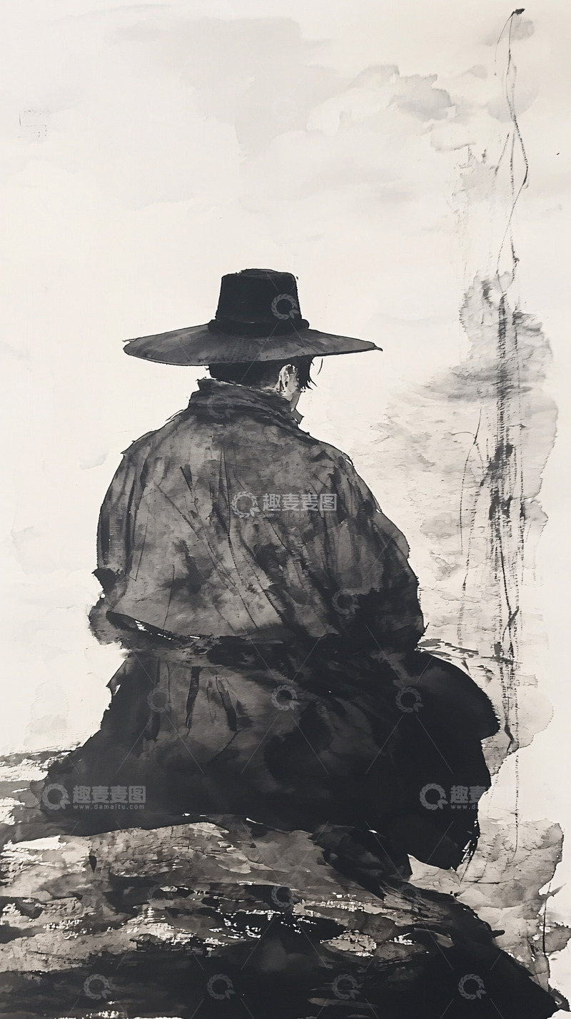 高清大图下载【趣麦麦图】水墨画背影