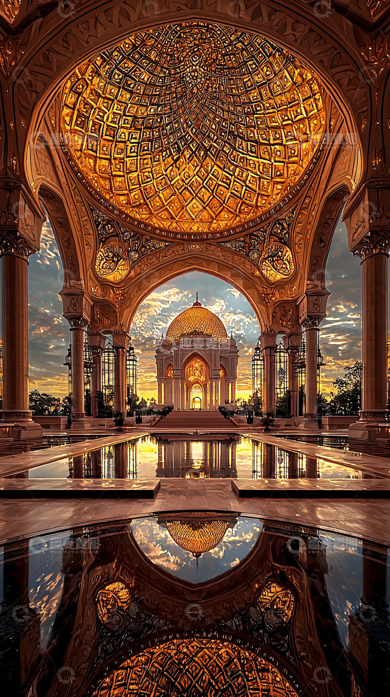高清大图下载【趣麦麦图】金色穹顶建筑内景