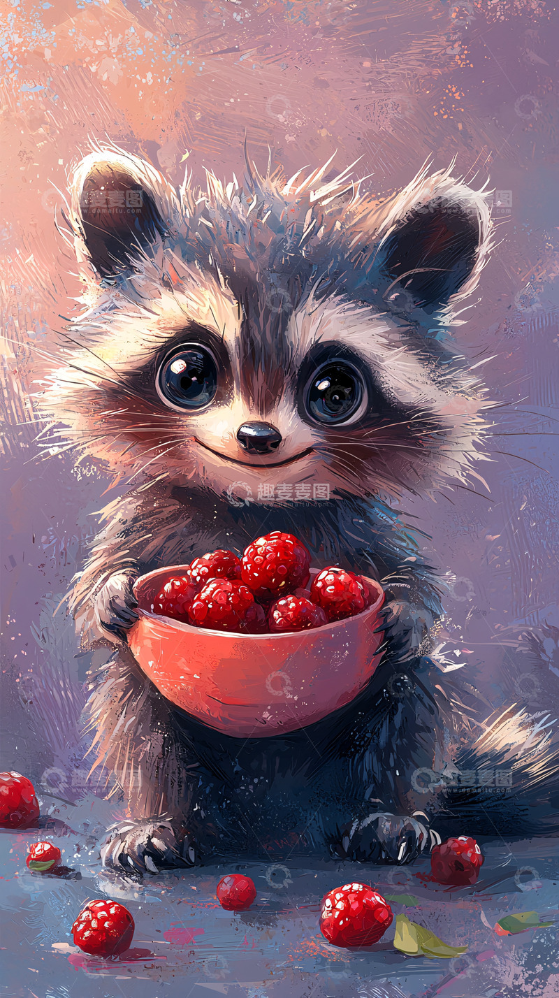 高清大图下载【趣麦麦图】卡通浣熊