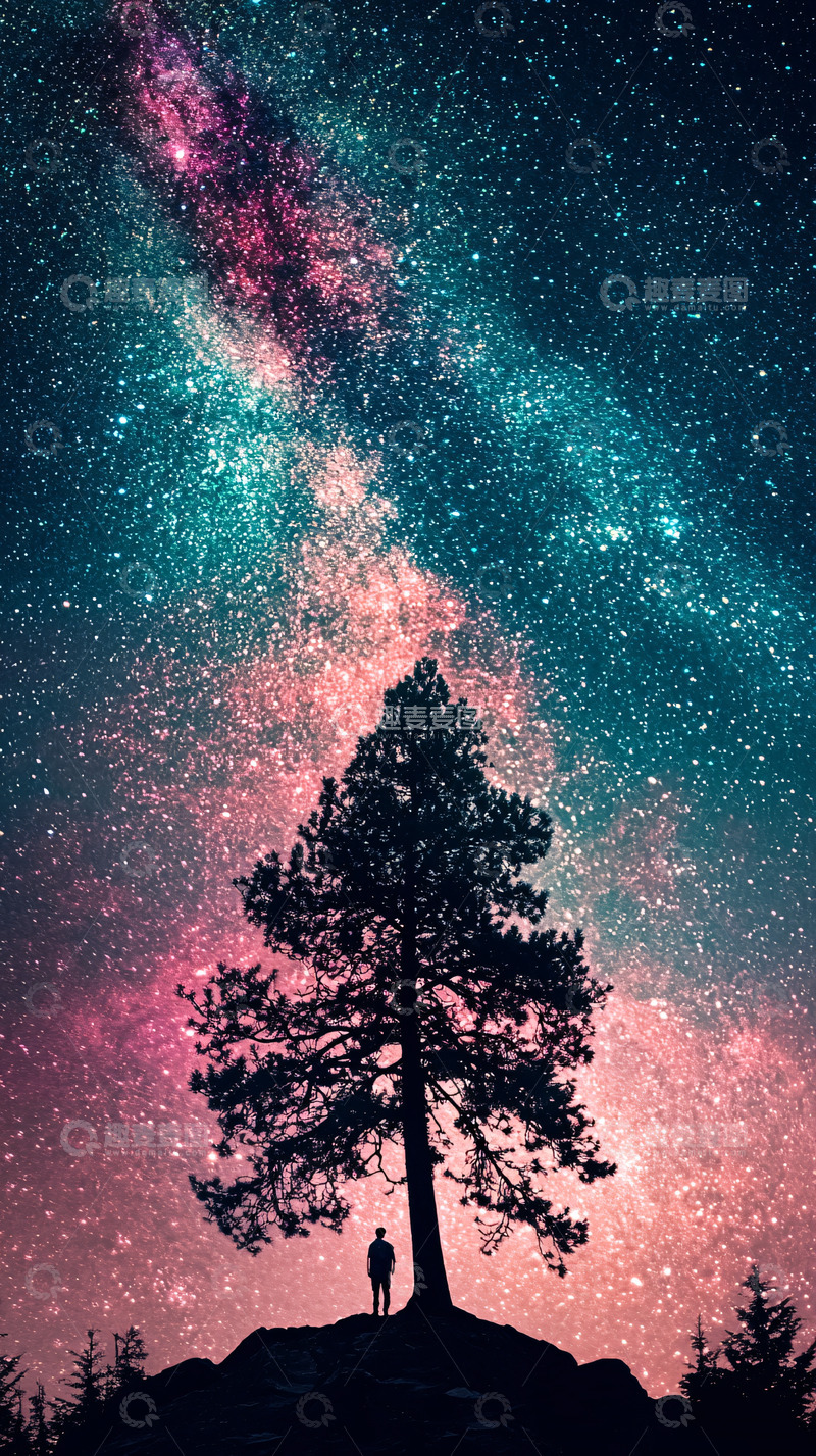 高清大图下载【趣麦麦图】星空下的树