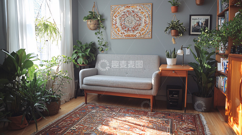 高清大图下载【趣麦麦图】室内植物环绕的客厅