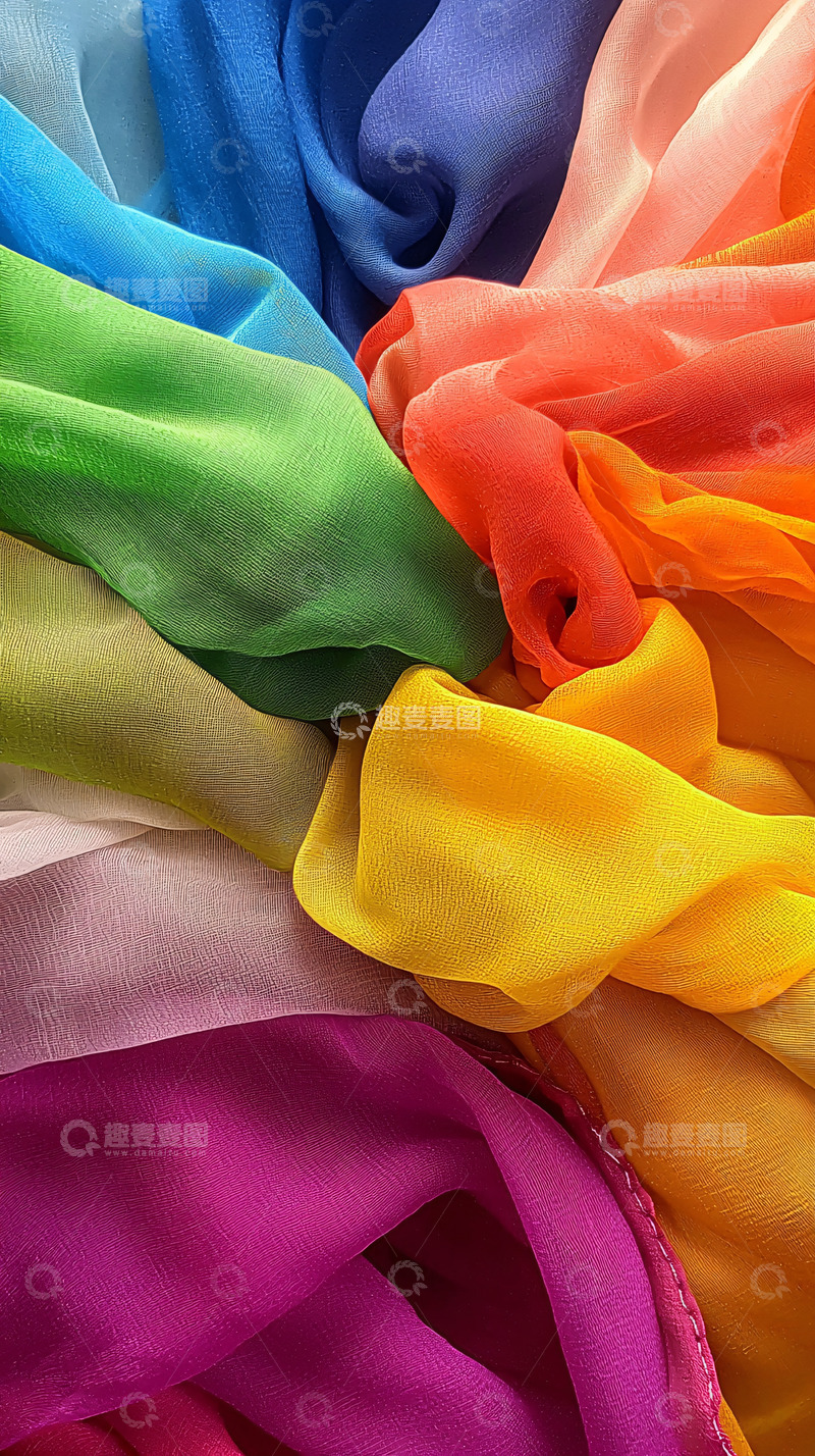 高清大图下载【趣麦麦图】彩虹般色彩的丝绸面料