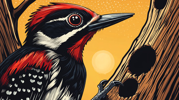 红头啄木鸟插画