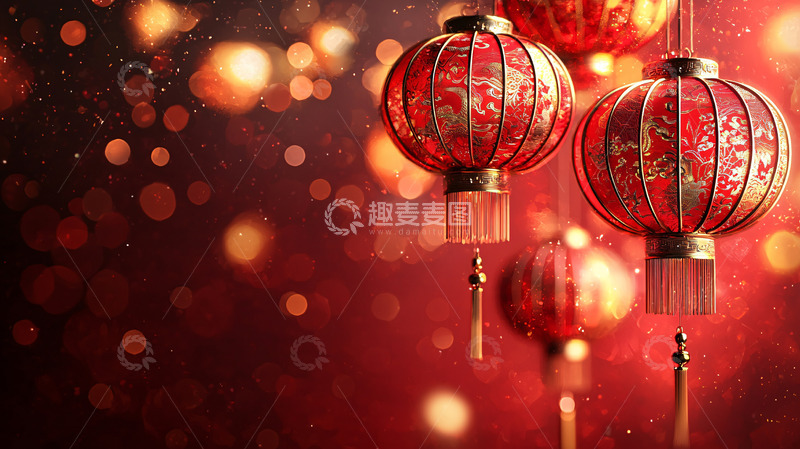 高清大图下载【趣麦麦图】红灯笼新年喜庆氛围