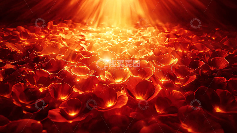 高清大图下载【趣麦麦图】光线照射下的红色花海