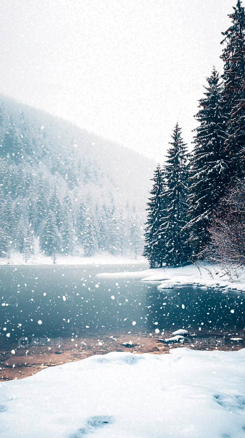 高清大图下载【趣麦麦图】雪景湖泊