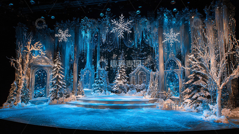 高清大图下载【趣麦麦图】冰雪主题舞台背景