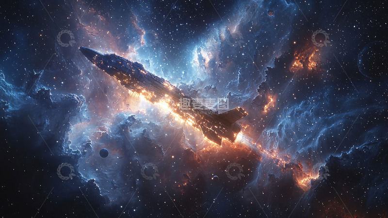 高清大图下载【趣麦麦图】宇宙飞船穿越星云