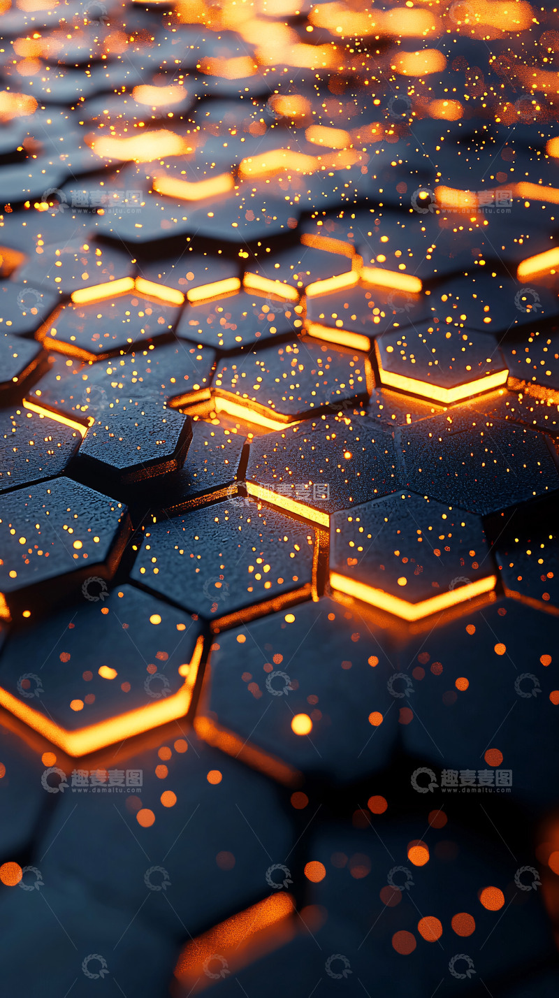 高清大图下载【趣麦麦图】科技感六边形蜂巢发光