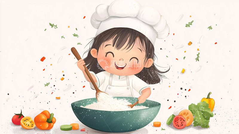 高清大图下载【趣麦麦图】可爱小厨师做饭