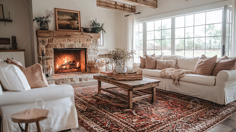 高清大图下载【趣麦麦图】温馨舒适的客厅壁炉