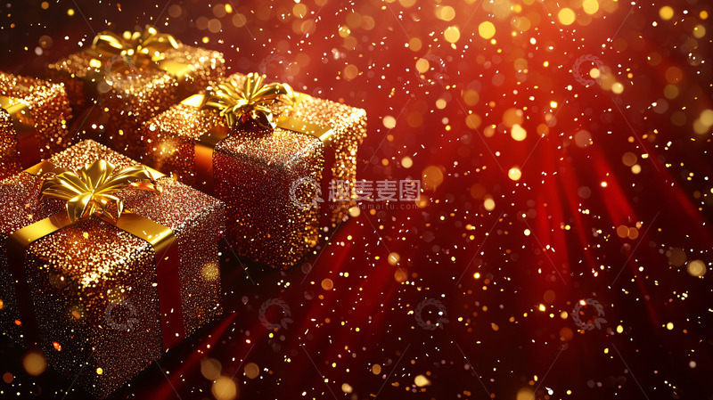 高清大图下载【趣麦麦图】金色礼物盒