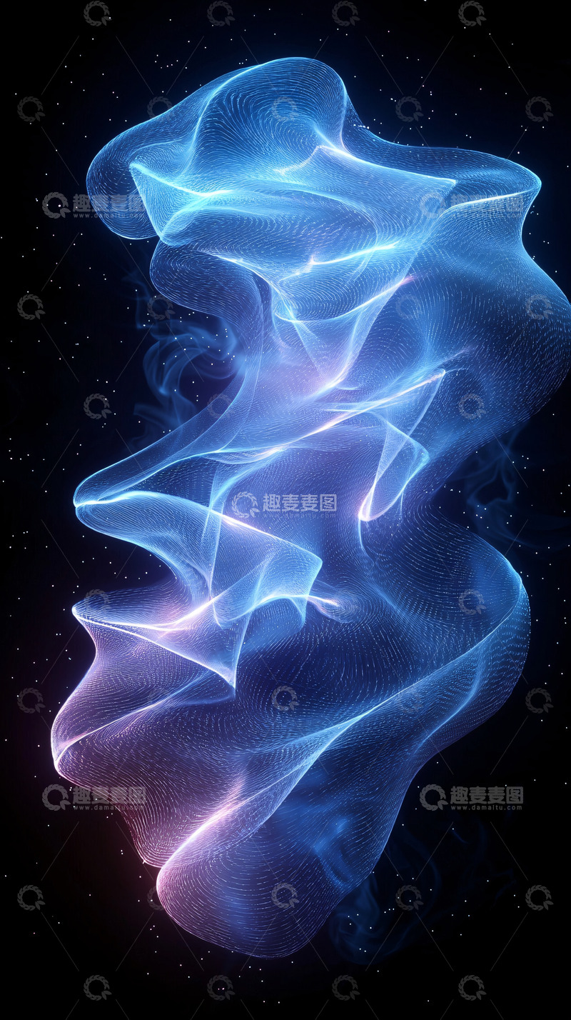 高清大图下载【趣麦麦图】蓝色光线流动抽象图