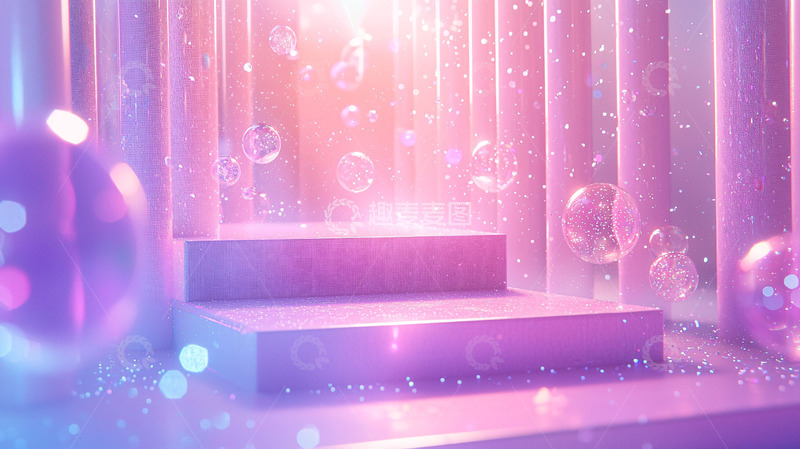 高清大图下载【趣麦麦图】梦幻泡泡粉色阶梯