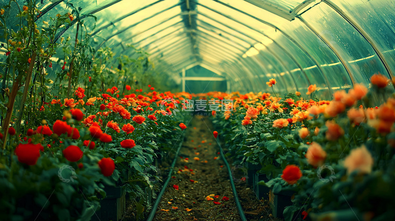 高清大图下载【趣麦麦图】温室花卉种植
