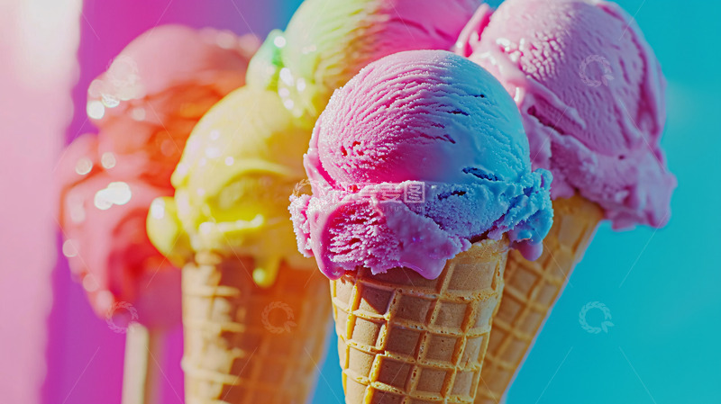 高清大图下载【趣麦麦图】彩色冰淇淋蛋筒
