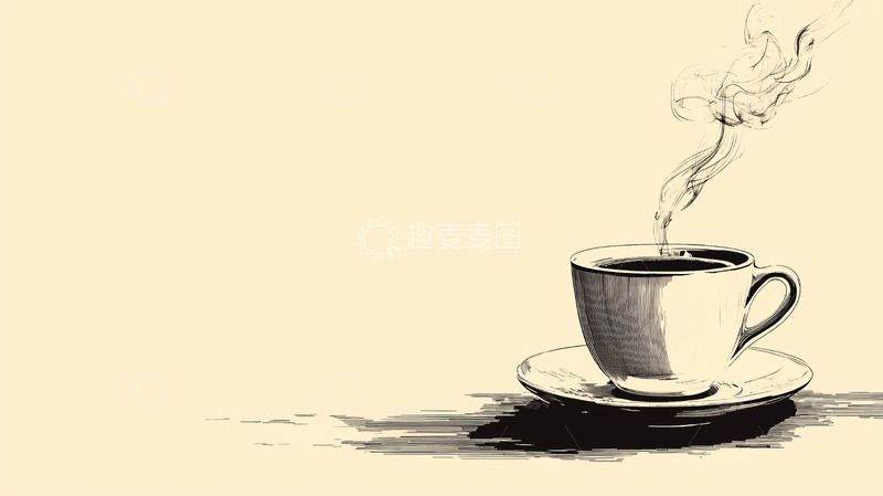 高清大图下载【趣麦麦图】一杯热气腾腾的咖啡