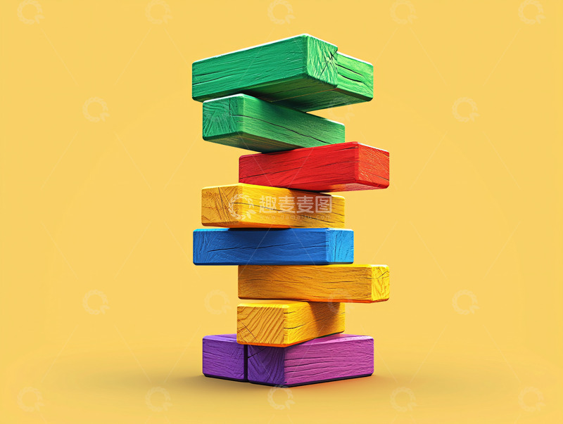 高清大图下载【趣麦麦图】彩色木块堆叠