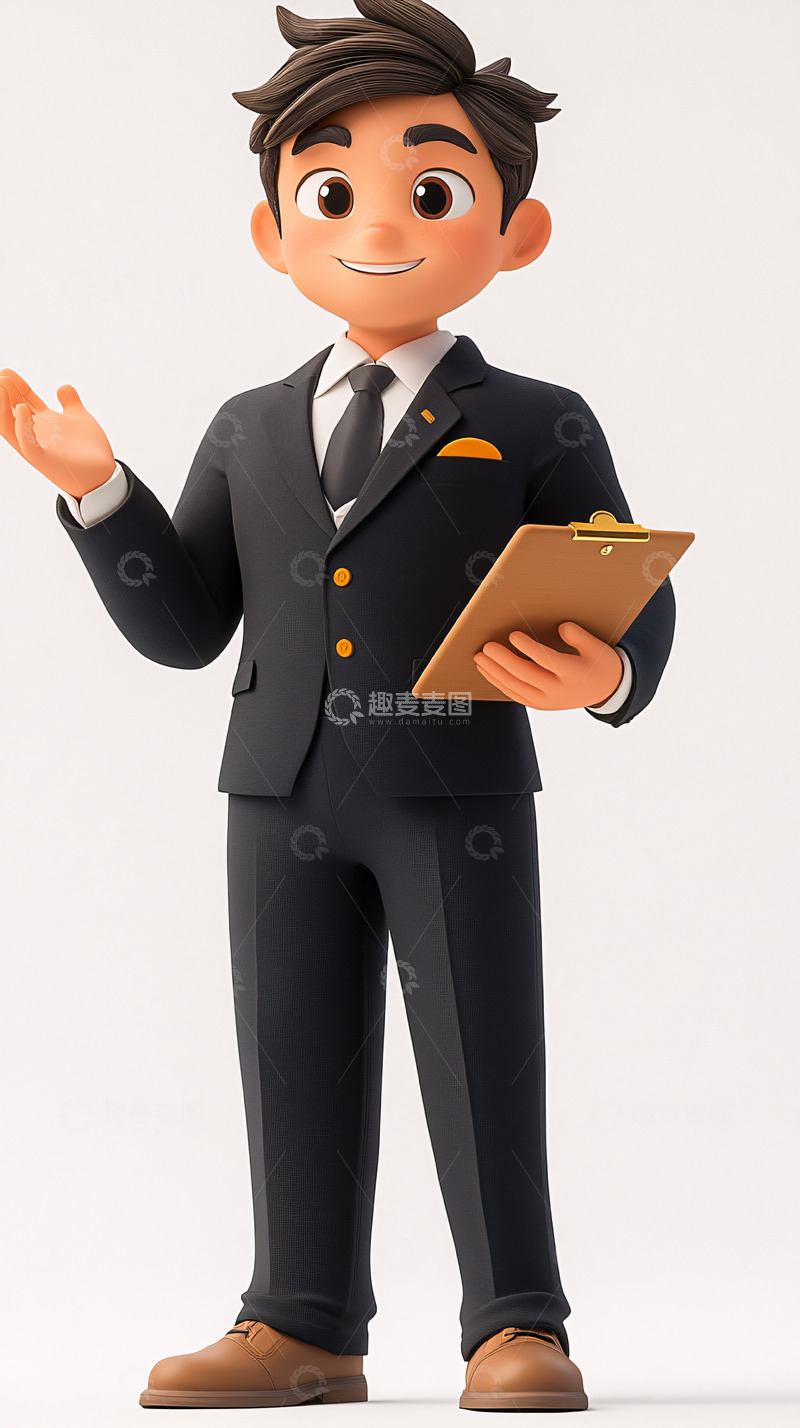 高清大图下载【趣麦麦图】卡通商务男士
