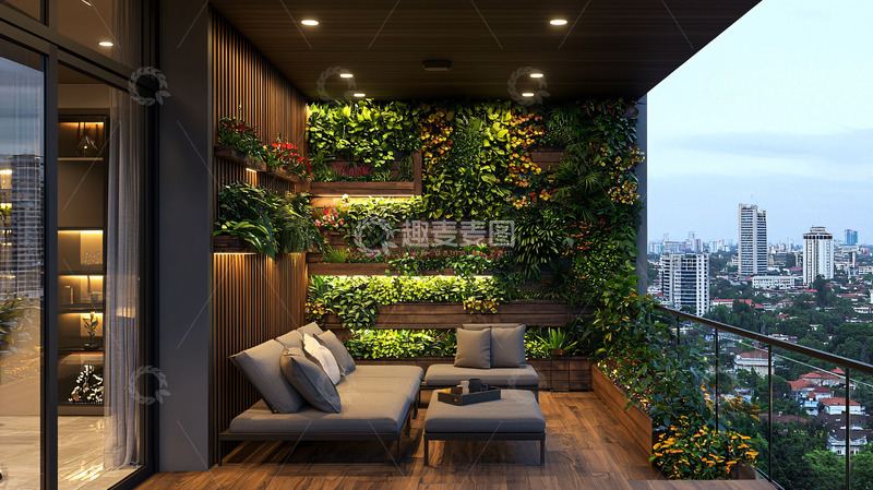 高清大图下载【趣麦麦图】阳台绿植墙