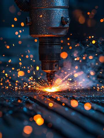 激光切割金属火花特写