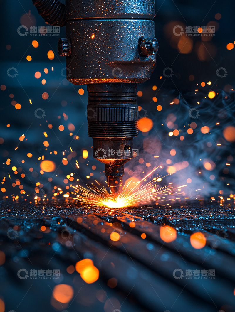 高清大图下载【趣麦麦图】激光切割金属火花特写