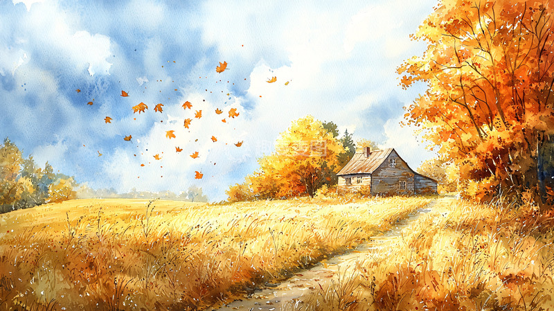 高清大图下载【趣麦麦图】秋日田园小屋