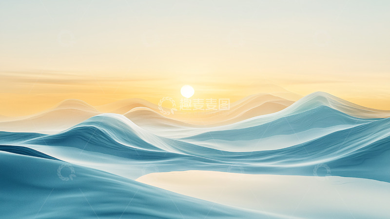 高清大图下载【趣麦麦图】极简风格日出雪山