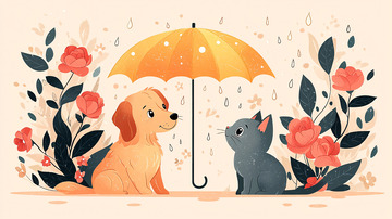 狗狗猫咪雨伞